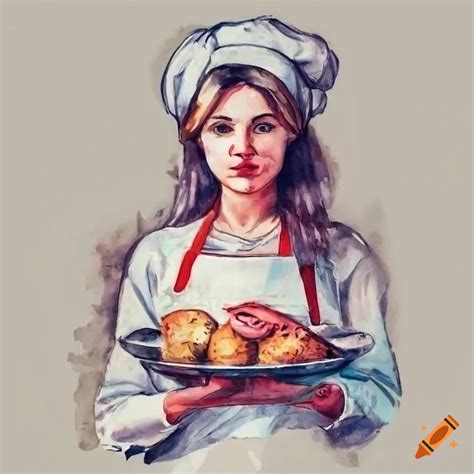 Female Chef Drawing