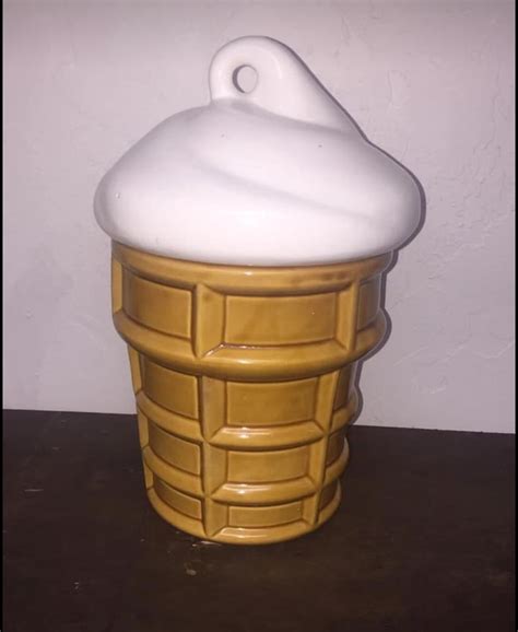 Vintage Ceramic Ice Cream Cone Cookie Jar The Pink Pig Boutique