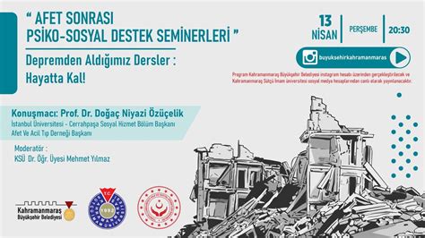 Kahramanmaraş ta Afet Sonrası Psiko Sosyal Destek Seminerleri Başlıyor