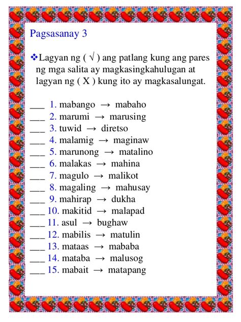 Salitang Magkasingkahulugan At Magkasalungat Worksheet Grade Sexiz Pix