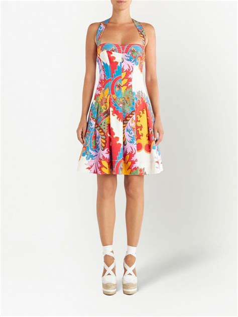 Etro Graphic Print Halterneck Dress Farfetch