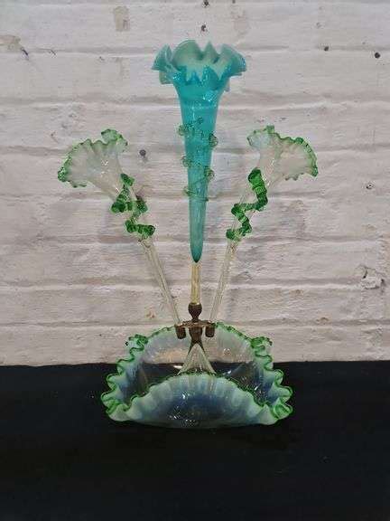 Victorian Green Blue Glass Epergne Tullochs Auctions