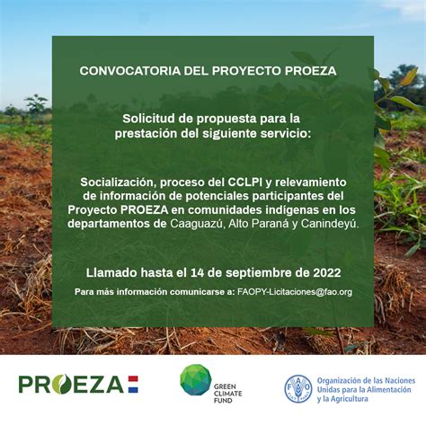 FAO Paraguay on Twitter Convocatoria Propuestas para la prestación