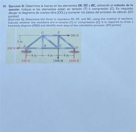 Solved Vi Ejercicio Determine La Fuerza En Los Elementos Chegg