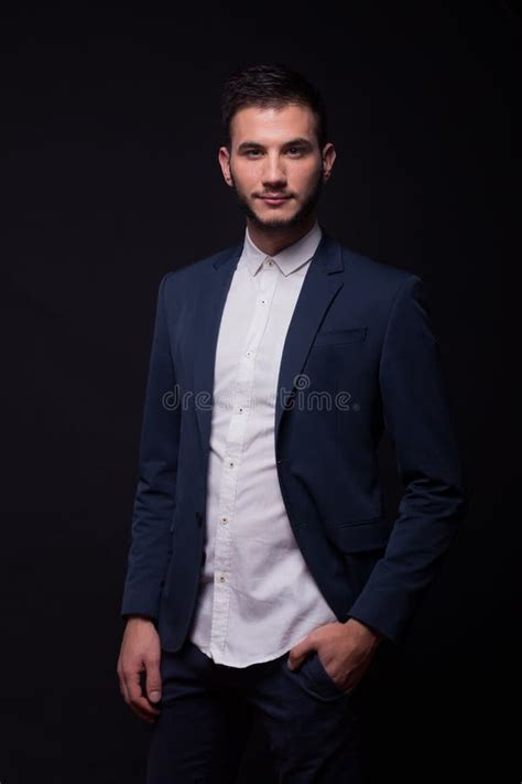 Man Headshot Face Head Portrait White Shirt Jacket Suit Stock Image