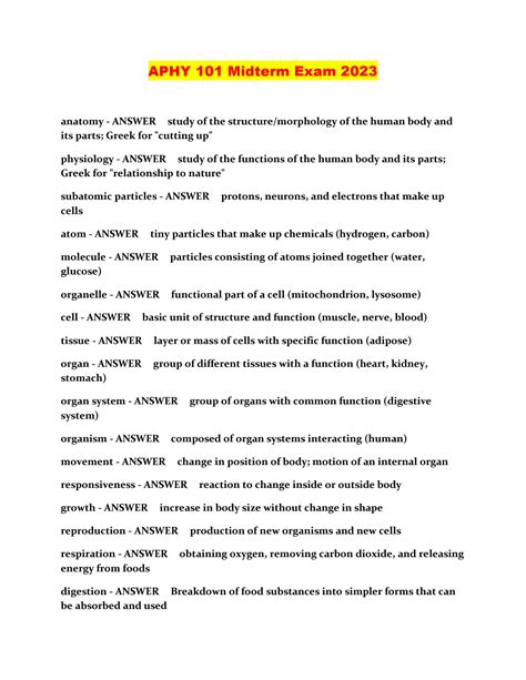 Solution Aphy Midterm Exam Studypool