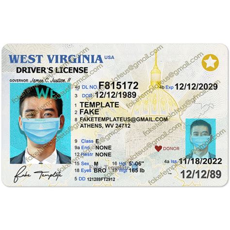 West Virginia Drivers License Template New Fake Template