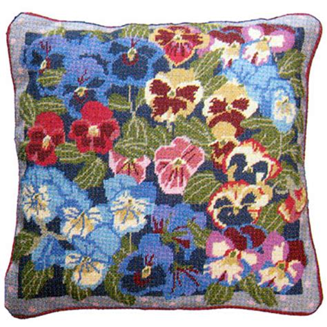 NeedlepointUS - World-class Needlepoint - Primavera Needlepoint Cushion Kit - Winter Pansies ...