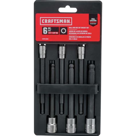 Craftsman 1 4 And 3 8 In Drive S Sae 6 Point Long Ball Hex Bit Socket Set 6 Pc Ace Hardware