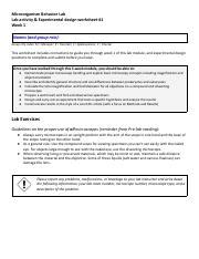 Copy Of Lab Mb Week Expdesignwksht Pdf Microorganism