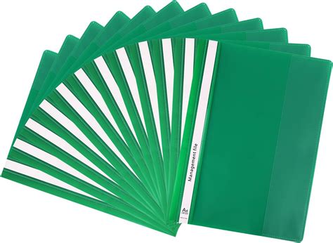 GUOKOFF A4 Project Folder Green Pack Of 12 Plastic Report Files 2