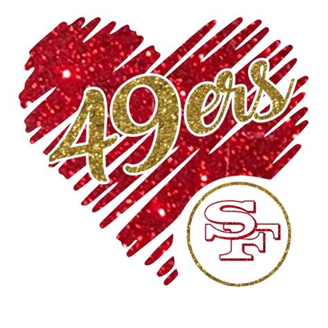 49ers Glitter Heart SVG PNG | Etsy