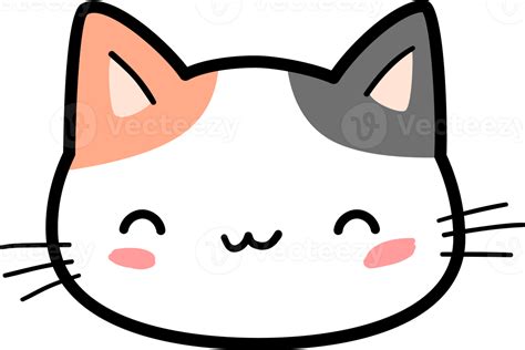 Cute Kitty Cat Head Cartoon Element 9665308 Png