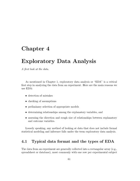 Eda Notes Chapter 4 Exploratory Data Analysis A First Look At The