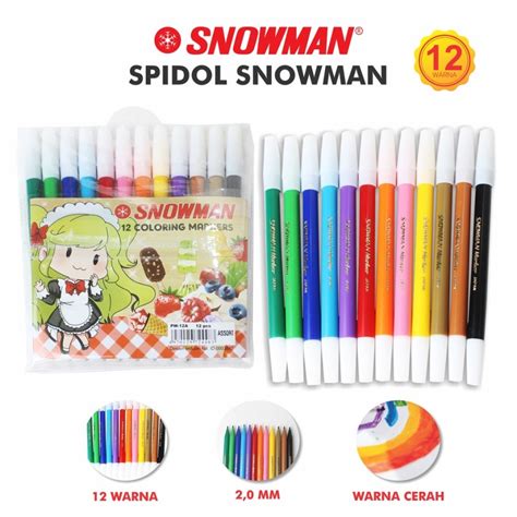 Jual Spidol SNOWMAN Pencil Marker PW 12A 12 Warna Shopee Indonesia