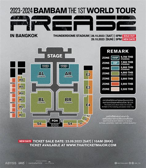 Official Ticket 2023 2024 BamBam THE 1ST WORLD TOUR AREA 52 In BANGKOK