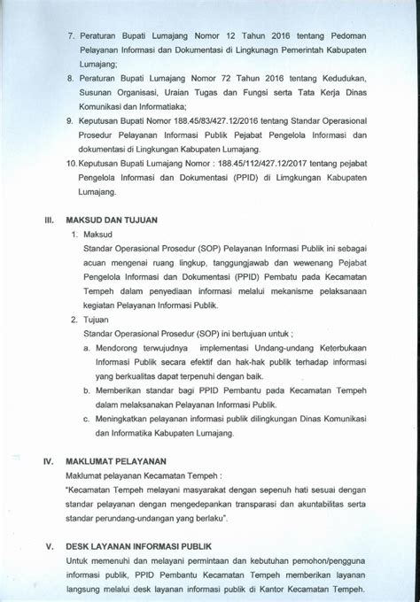 PDF STANDAR OPERASIONAL PROSEDUR SOP PELAYANAN INFORMASI