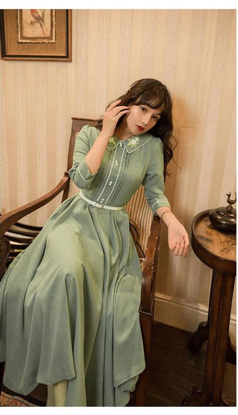 European Green Dress Vintage Retro Victorian Elegant Etsy Vintage