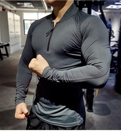 Long Sleeve Polo Collar Men S Sports Fitness T Shirt Men S Fitness