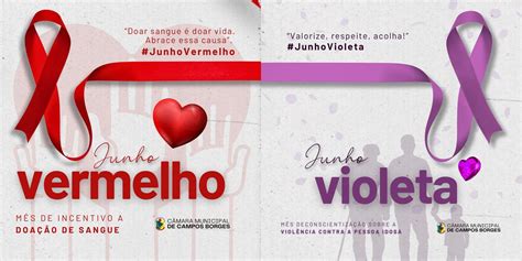 Junho Vermelho e Junho Violeta Mês da conscientização sobre a doação