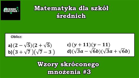 Wzory skróconego mnożenia 3 Matematyka dla szkół średnich YouTube