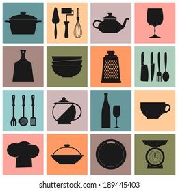 Cooking Kitchen Dishes Icons Stock Vector Royalty Free 189445403