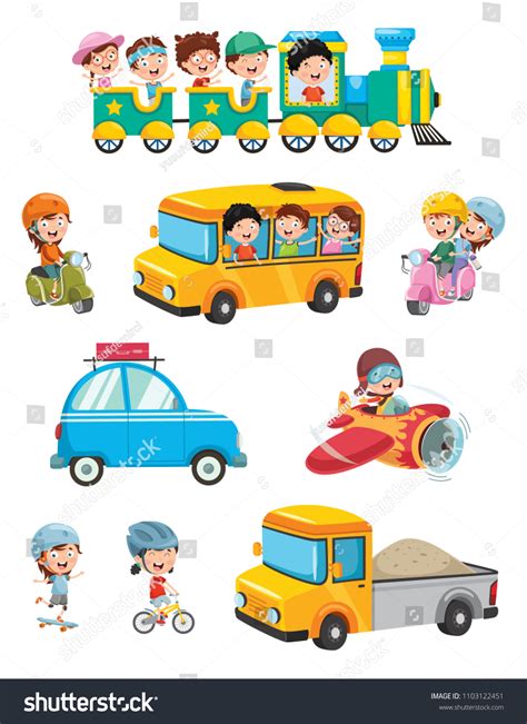 Vector Illustration Kids Transportation Stock Vector (Royalty Free ...