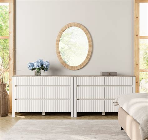 WAMPAT White Dresser for Bedroom with 12 Drawers，Modern Chests ...