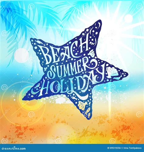 Let The Sunshine In Summer Beach Poster Stock Vector Illustration Of