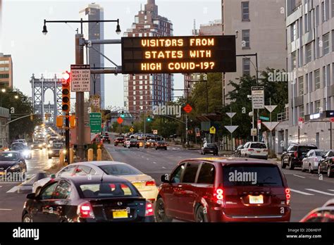 NYC traffic signs used for covid advice and restrictions Stock Photo ...