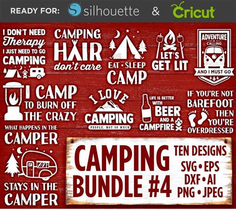 Camping Svg Bundle Set 4 Svg Files Camping Svg Files For Cricut Camp