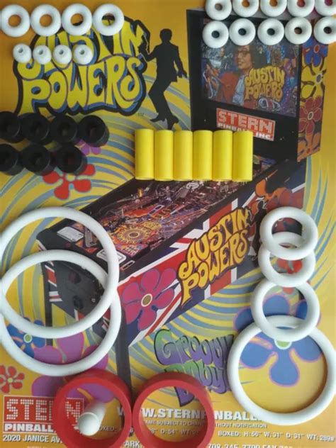 Flipper Stern Austin Powers Kit Elastiques Caoutchouc Pinball Rubber