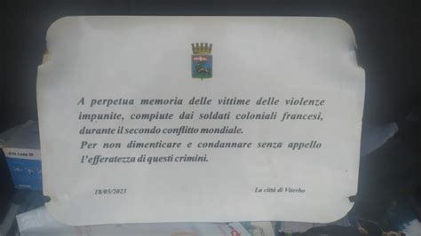 Viterbo Divelta La Targa In Ricordo Delle Donne Violentate Nel