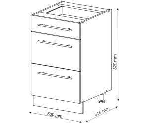 VICCO Schubladenunterschrank Fame Line 50 cm Weiß Anthrazit Hochglanz