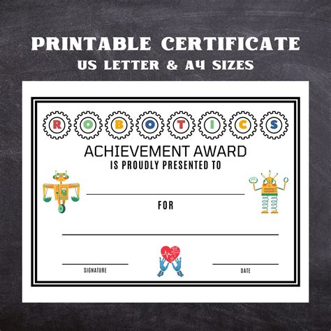 Robotics Achievement Award Robotics Certificate Template Robotics