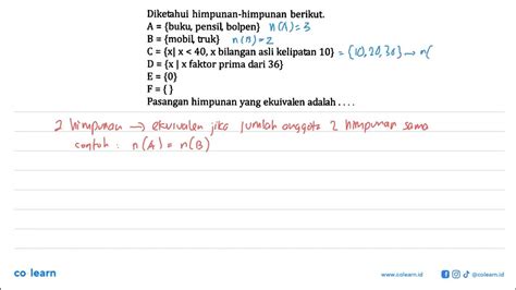 Diketahui Himpunan Himpunan Berikut A Buku Pensil Bolpen B