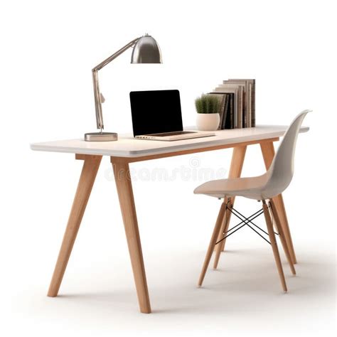 A Laptop Computer Sitting On Top Of A Wooden Desk Stock Photo Image