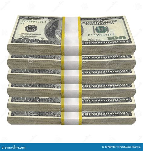 Stack Of Dollars Banknote Bill Usa Money Banknote On A White