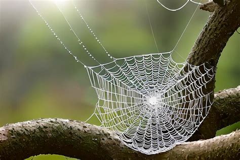 Premium Photo Spider Web With Drops Of Water