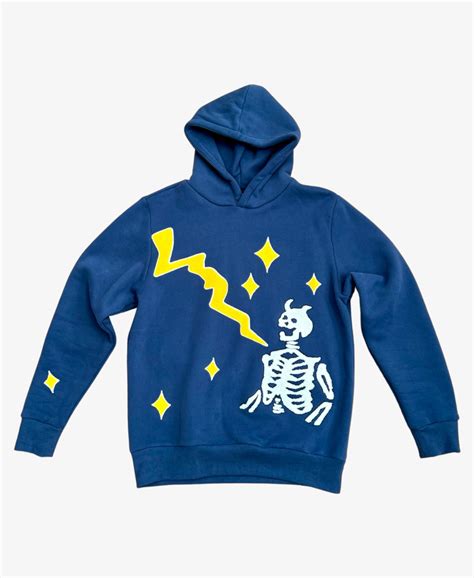 Thunderstruck Blue Skeleton Lightning Hoodie Abstractbyjules