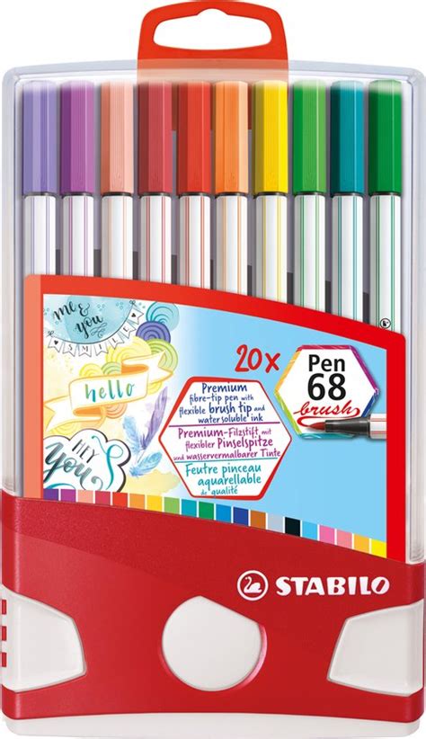 STABILO Pen 68 Brush Premium Brush Viltstift ColorParade Set Met