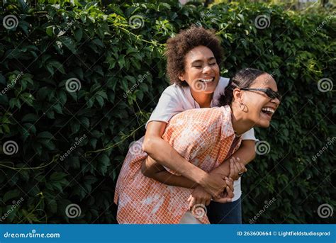 Happy African American Lesbian Woman Embracing Stock Photo Image Of