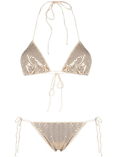 Gold Sequin Embellished Bikini From OSEREE Featuring Sequin