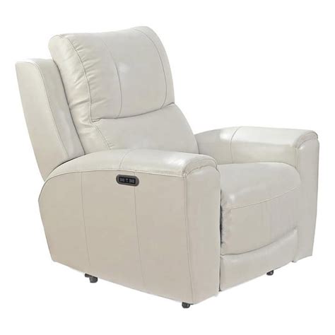 Bowery Hill Transitional Leather Power Reclining Chair In Ivory