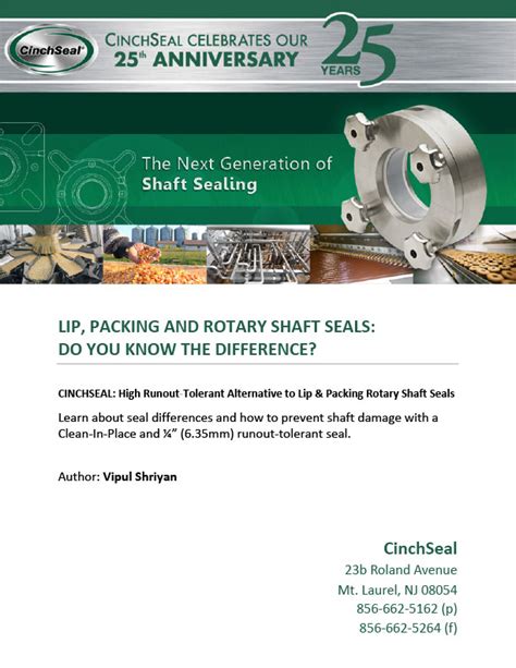 Rotary Shaft Seal White Papers Cinchseal Rotary Shaft Seal Manufacturer