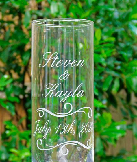 Personalized Etched Glass Wedding Unity Candle Vase W Etsy