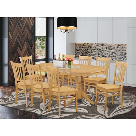 East West Furniture Vancouver 9 Piece Wood Dining Table And Chair Set