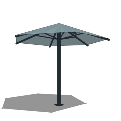 Hexagon Single Column Umbrellas CADdetails