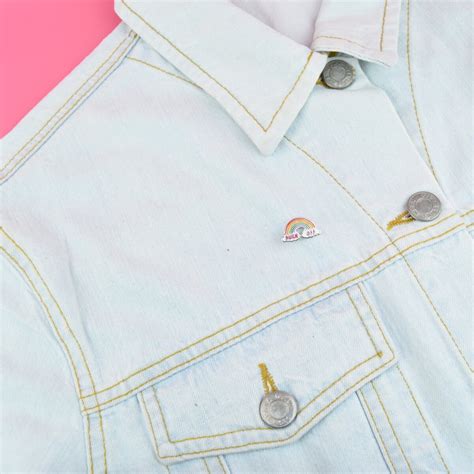 Fuck Off Rainbow With Clouds Pin Badge Hard Enamel Etsy