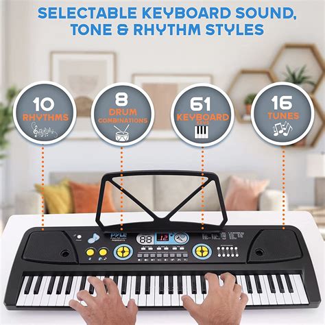 Pyle Electric Keyboard Keys Portable Digital Musical Karaoke Piano